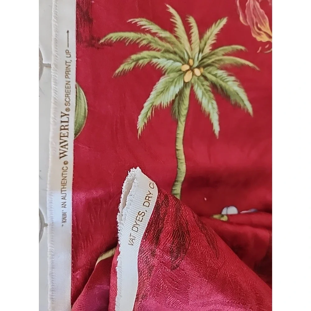 WAVERLY Red KAUAI Damask Palm Tree Hawaii Floral UNCUT Upholstery 10 yards READ
